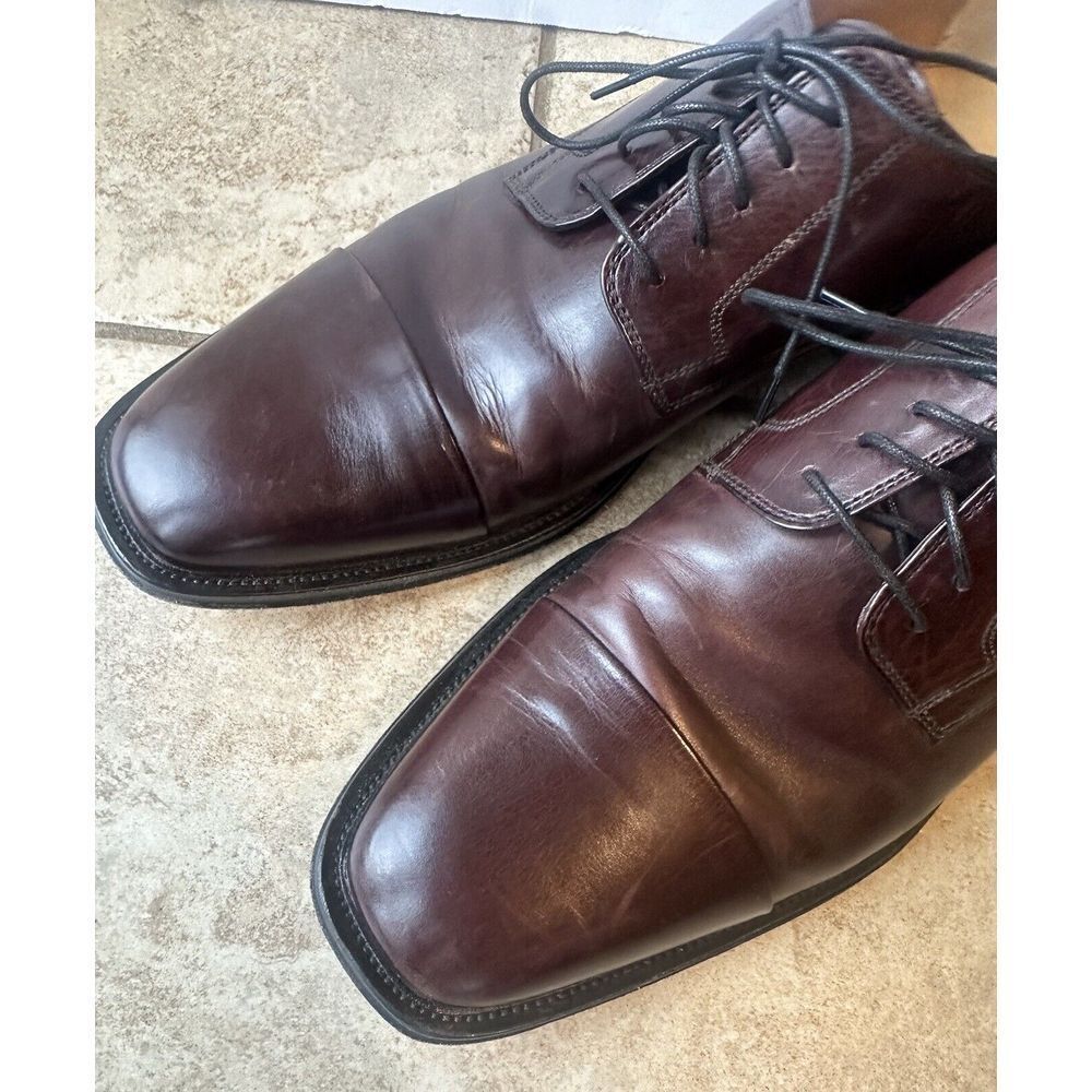 JOHNSTON & MURPHY MENS BROWN ALL LEATHER CAP TOE DRESS SHOE, SIZE‎ 10.5M - Picture 5 of 12